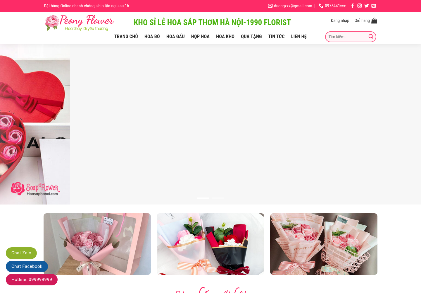 Mẫu website bán hoa Peony Flower