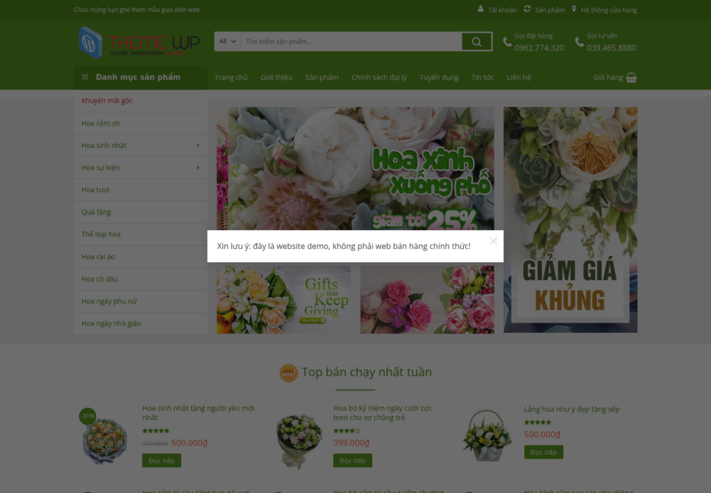 Mẫu website bán hoa tươi