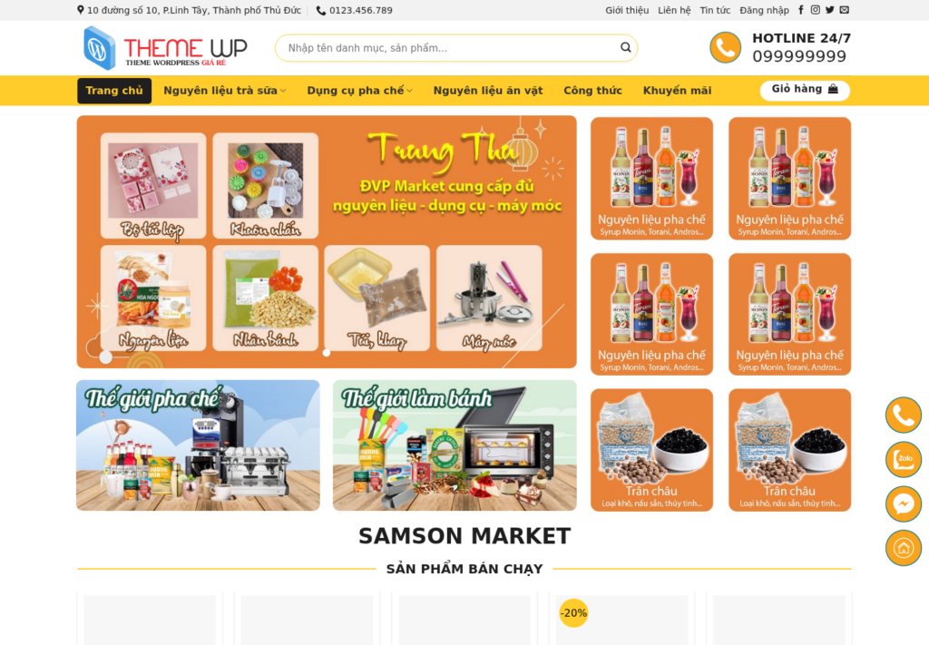 Mẫu website bán nguyên liệu trà sữa