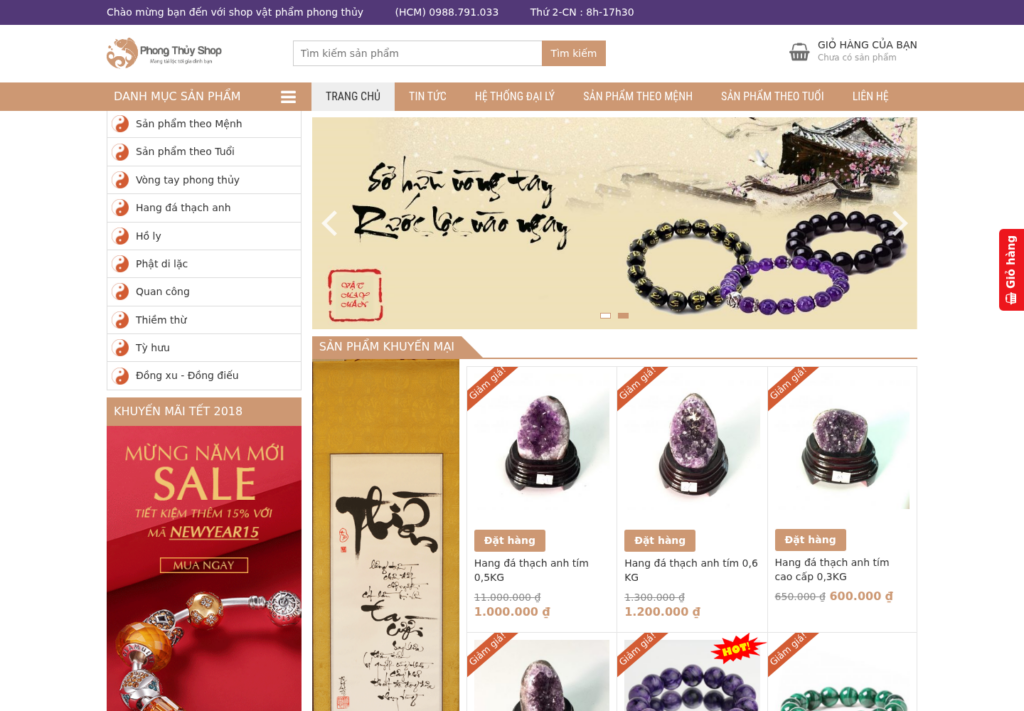 Mẫu website bán hàng phong thủy