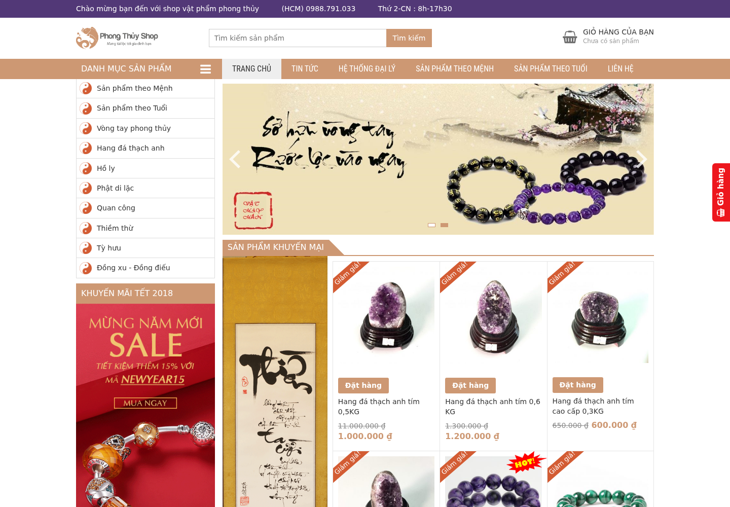 Mẫu website bán hàng phong thủy
