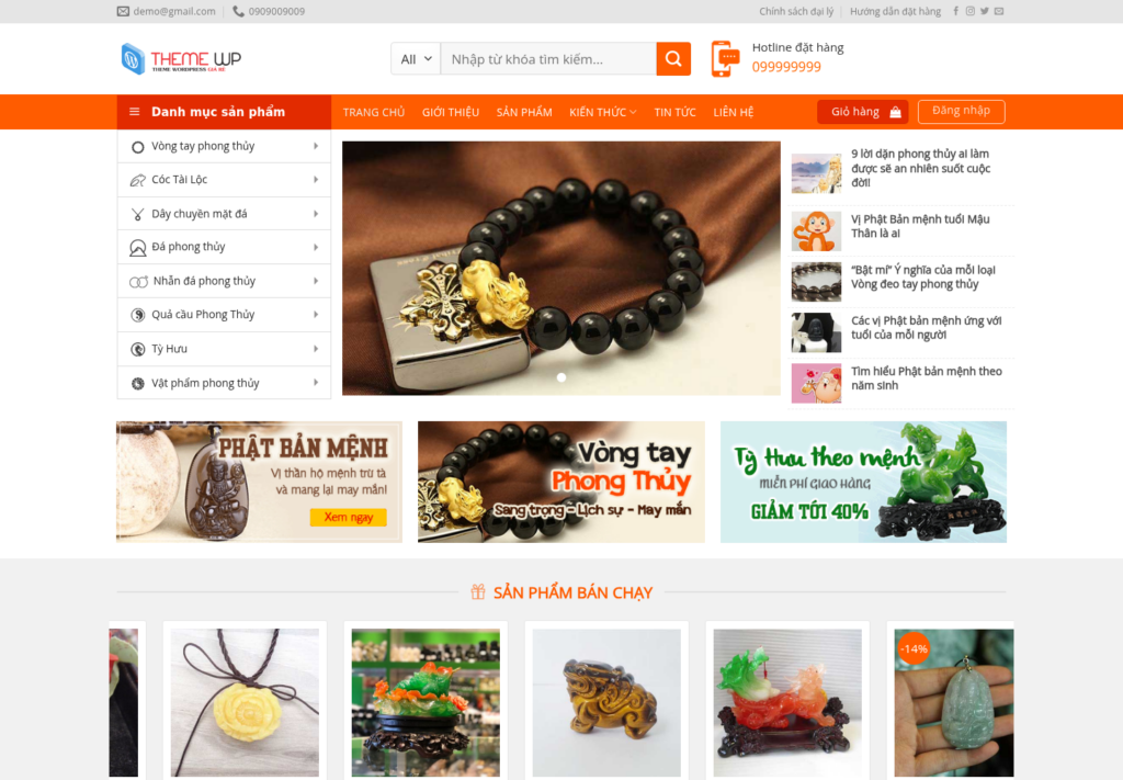 Mẫu website bán hàng phong thủy