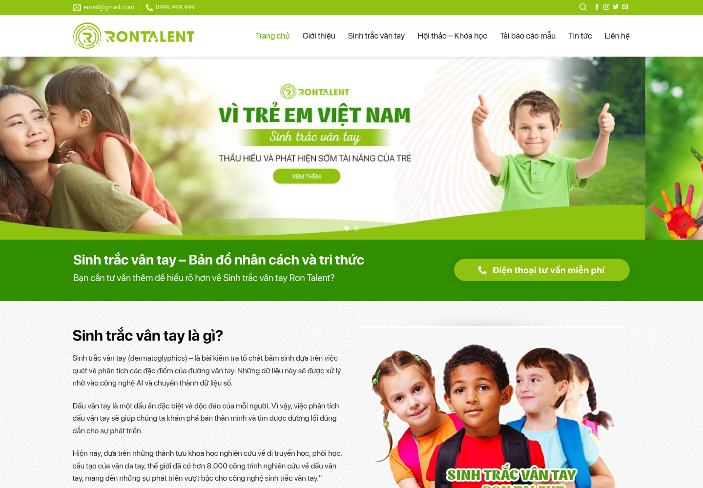 Mẫu website sinh trắc vân tay RonTalent