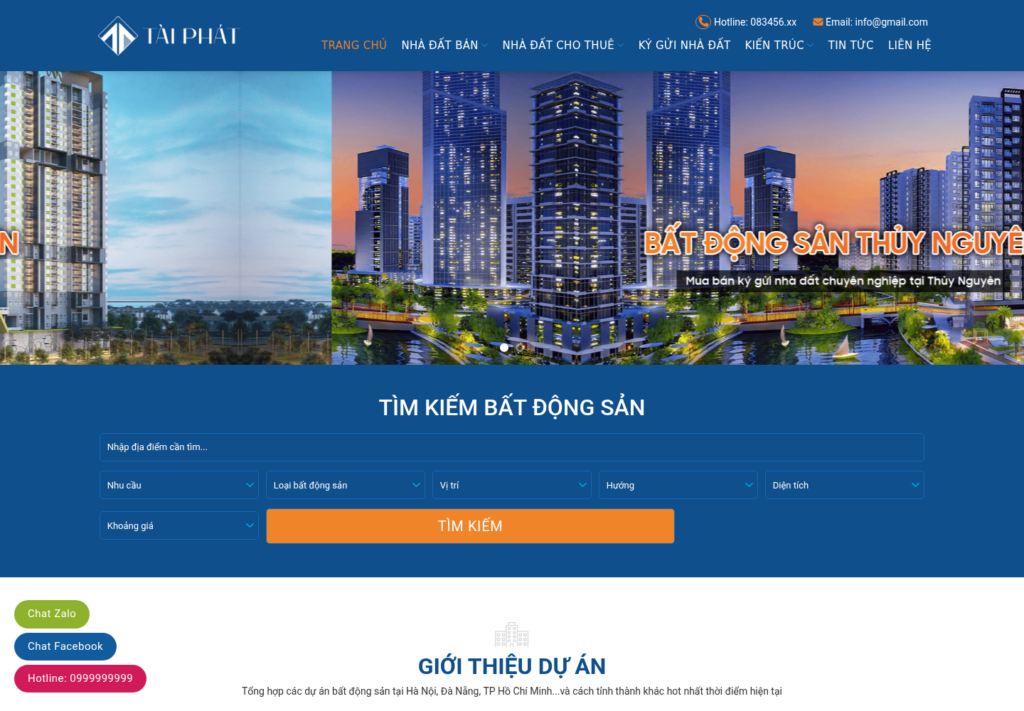 Mẫu website bất động sản Tài Phát