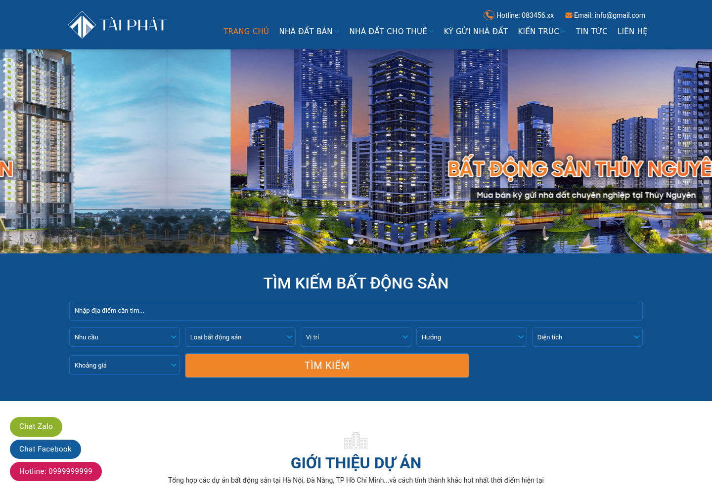 Mẫu website bất động sản Tài Phát