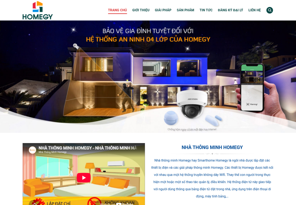 Mẫu website nhà thông minh Homegy