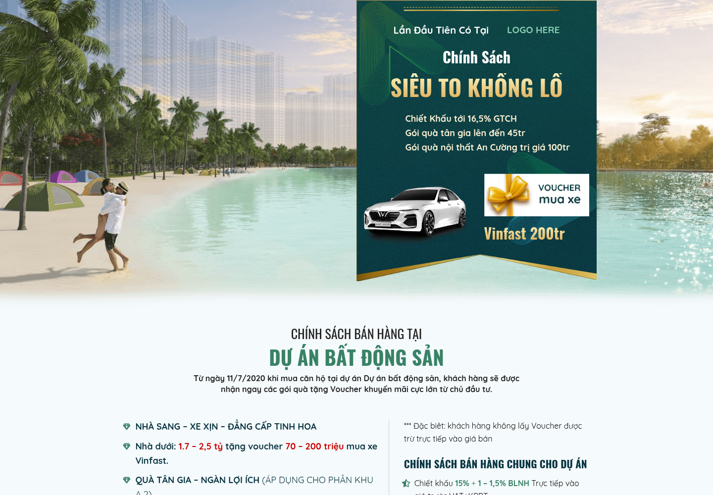 Mẫu website bất động sản dự án nghỉ dưỡng ven biển