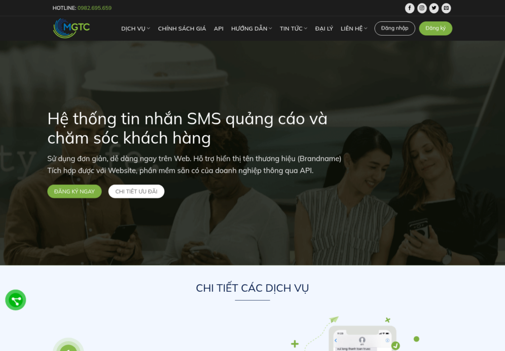 Mẫu website tổng đài chăm sóc khách hàng