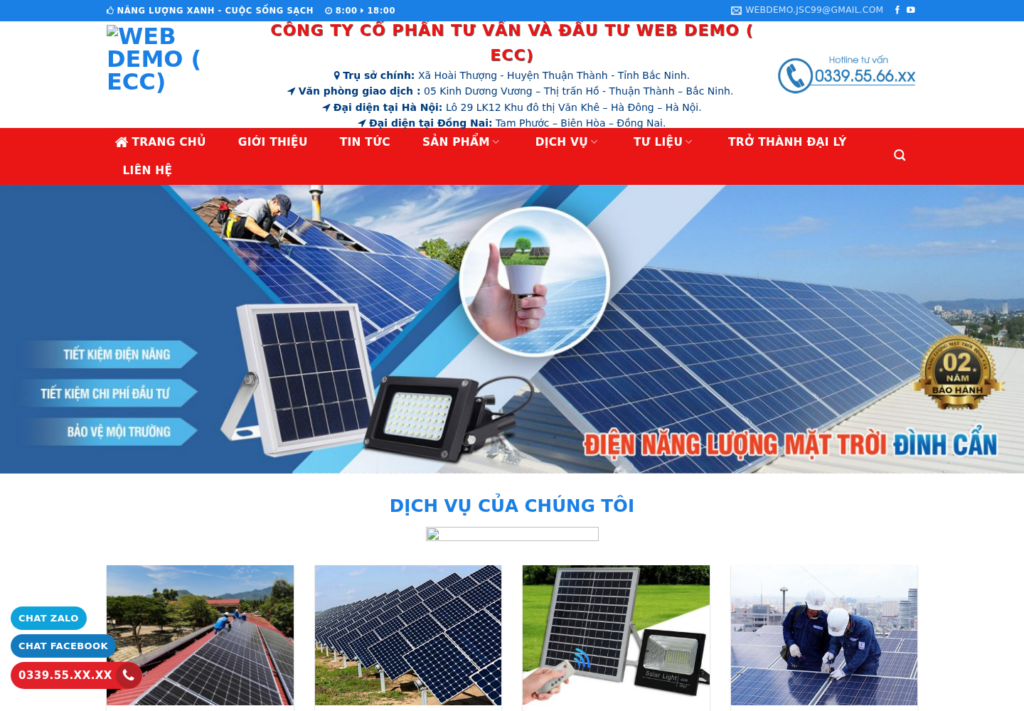Mẫu website năng lượng mặt trời