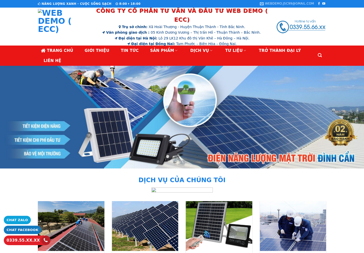 Mẫu website năng lượng mặt trời