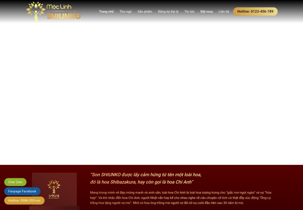 Mẫu website bán hàng son môi SHIUNKO