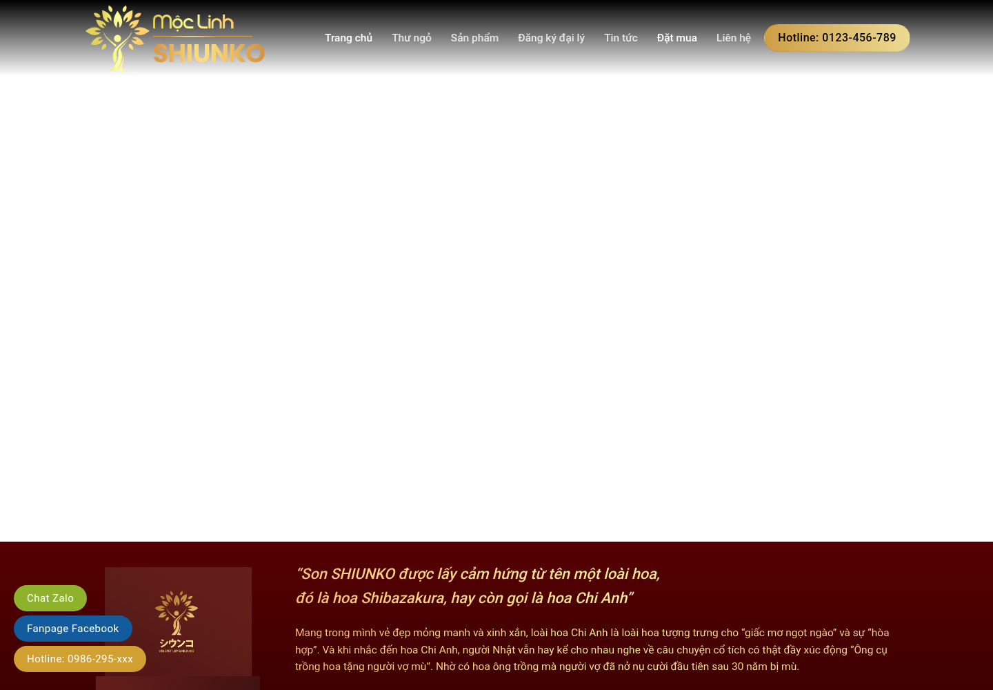 Mẫu website bán hàng son môi SHIUNKO