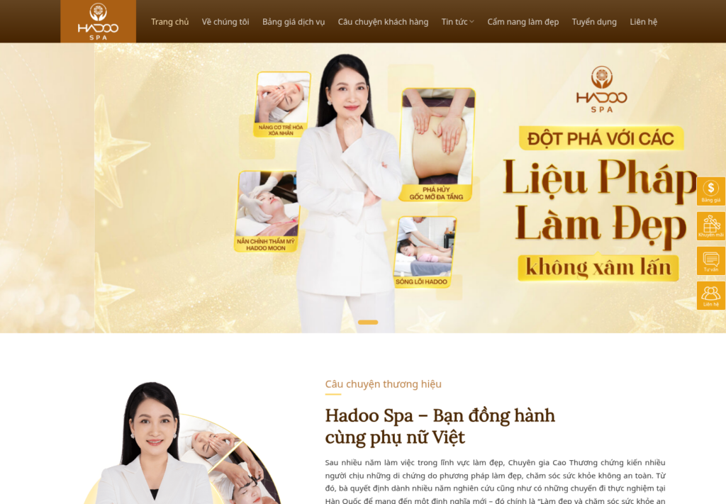 Mẫu website spa thẩm mỹ Hadoo