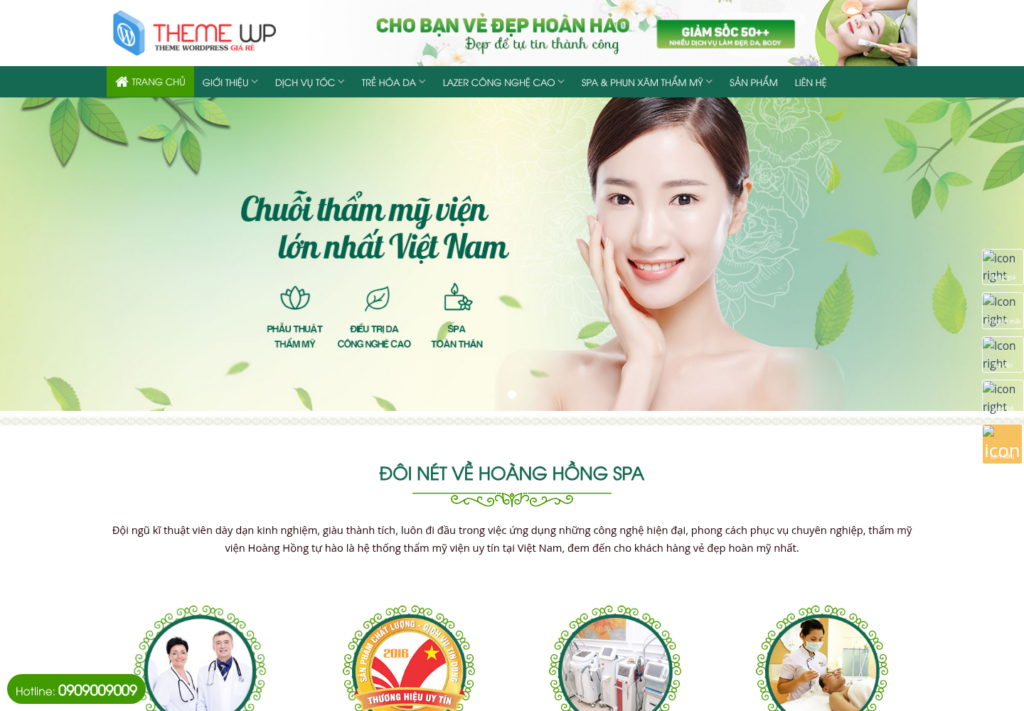 Mẫu website spa & thẩm mỹ viện Hoàng Hồng