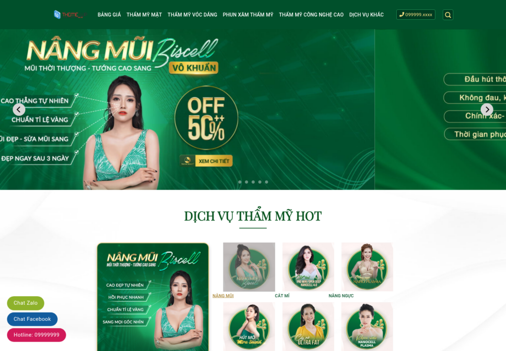 Mẫu website thẩm mỹ viện cao cấp
