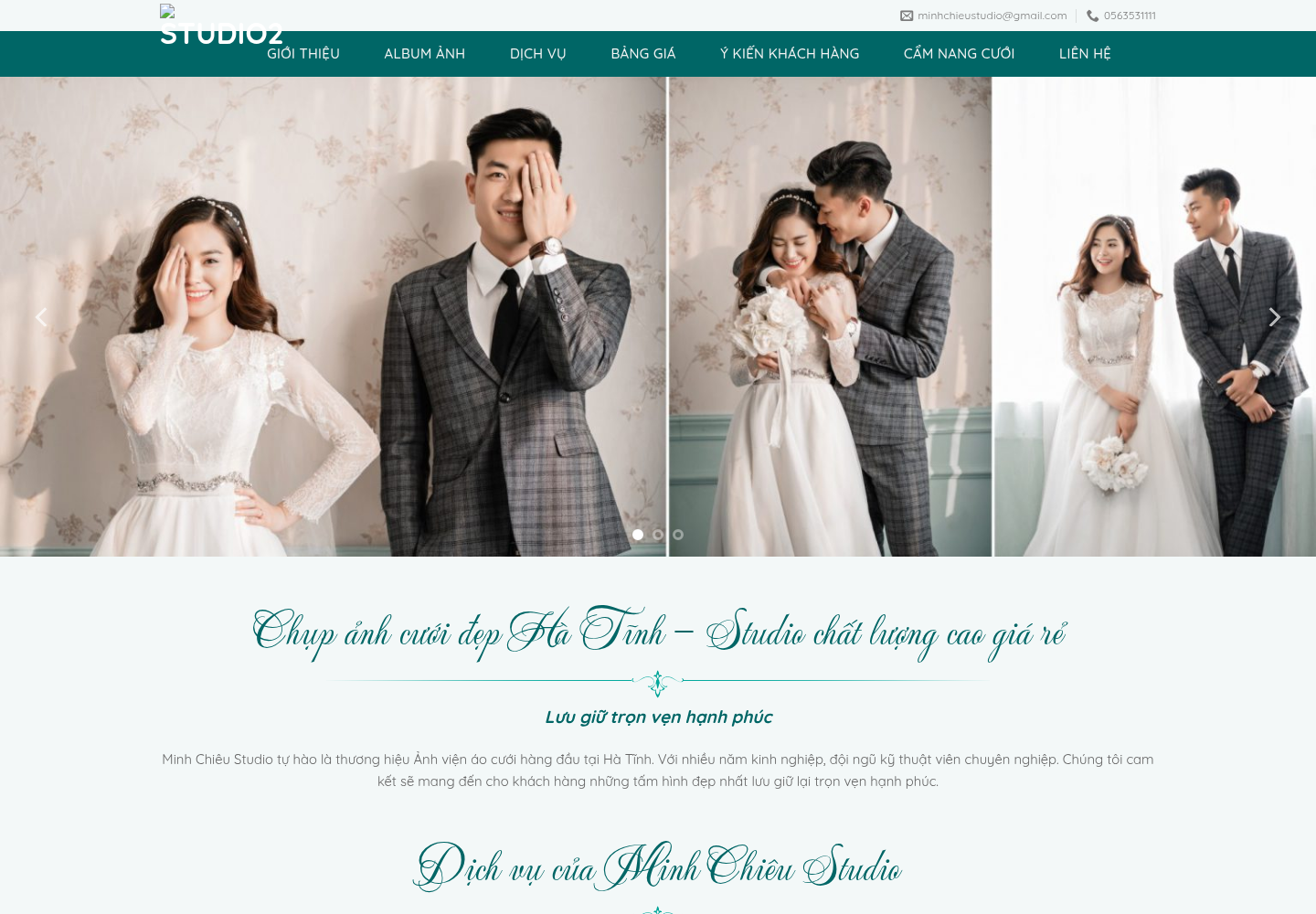 Mẫu website studio chụp ảnh cưới