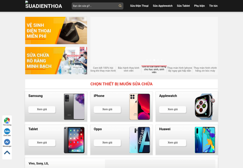 Mẫu website sửa chữa điện thoại chuyên nghiệp