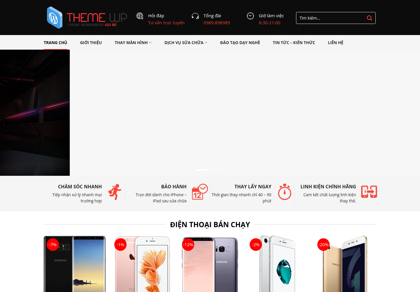 Mẫu website bán hàng điện thoại và sửa chữa