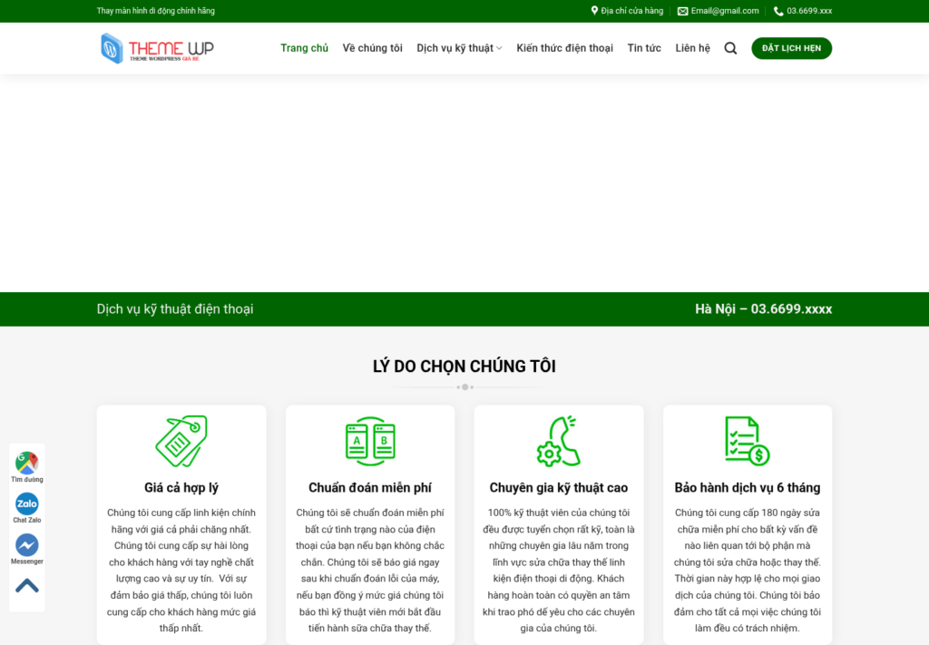 Mẫu website sửa chữa điện thoại – thay màn hình