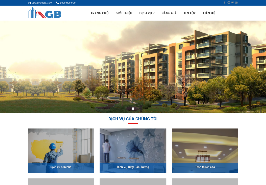 Mẫu website dịch vụ sửa chữa và cải tạo nhà