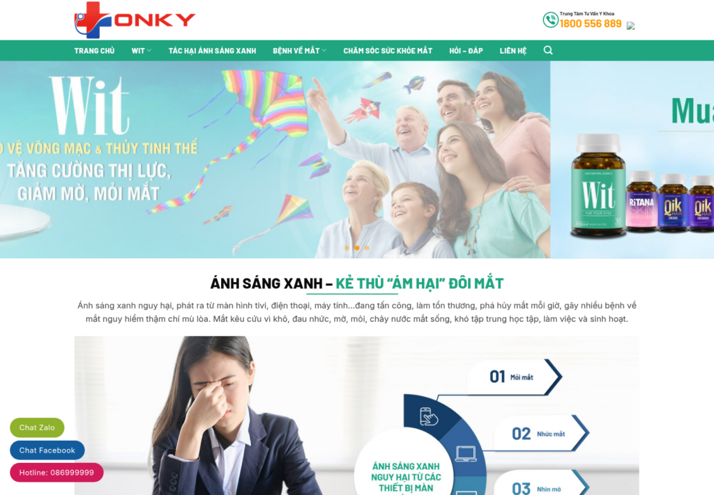 Mẫu website chăm sóc sức khỏe mắt