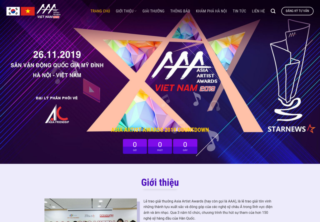 Mẫu website sự kiện và lễ trao giải