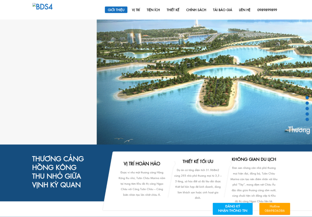 Mẫu website bất động sản Tuần Châu Marina