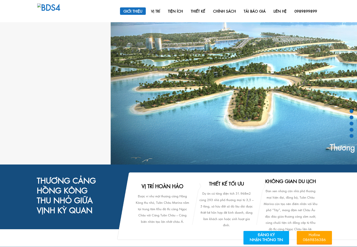 Mẫu website bất động sản Tuần Châu Marina