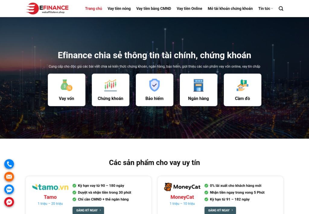 Mẫu website tài chính và chứng khoán