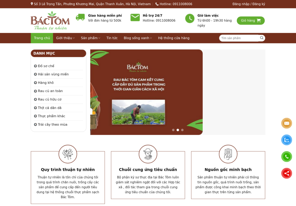 Mẫu website tạp hóa – thực phẩm sạch