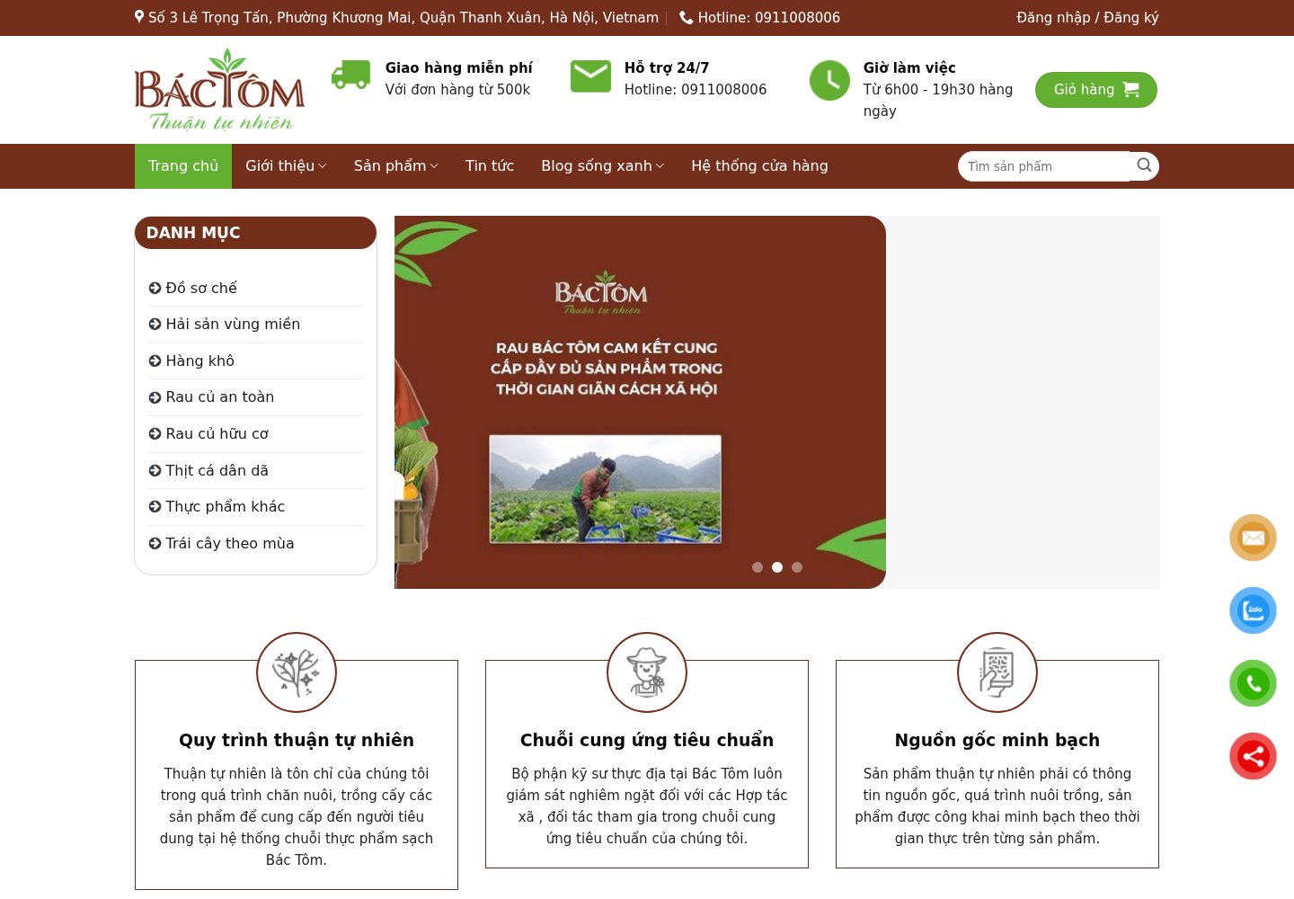Mẫu website tạp hóa - thực phẩm sạch