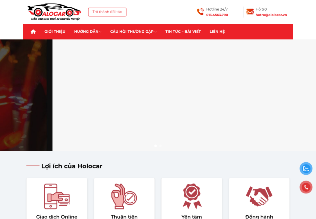 Mẫu website cho thuê xe và taxi