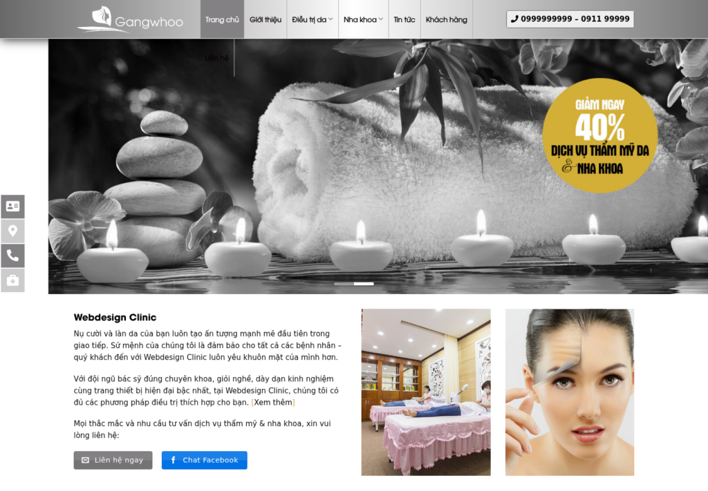 Mẫu website thẩm mỹ viện Gangwhoo