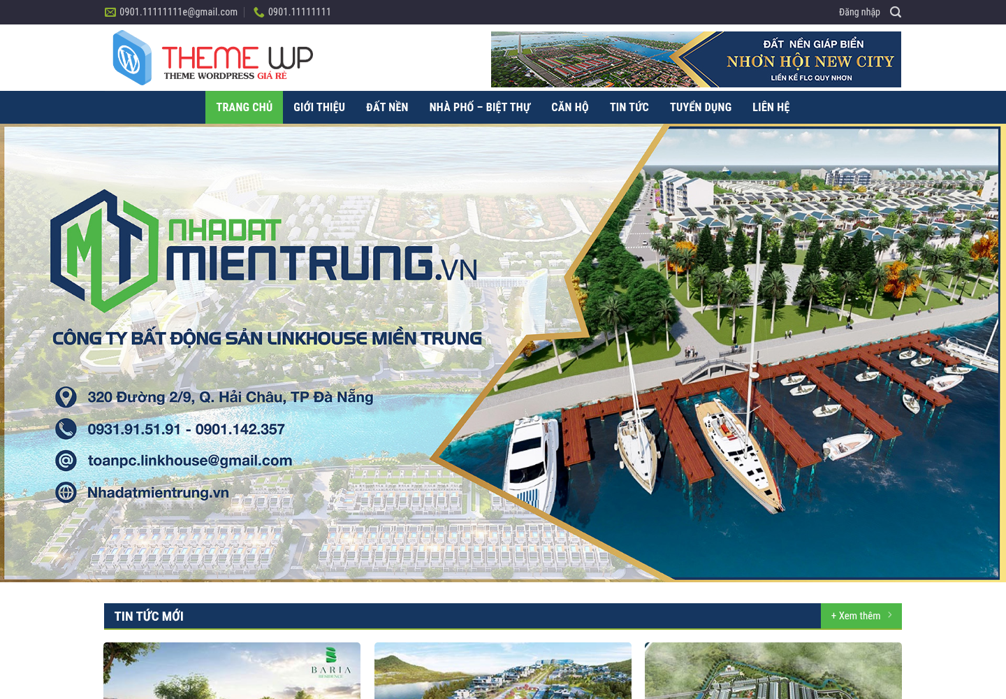 Mẫu website bất động sản Miền Trung