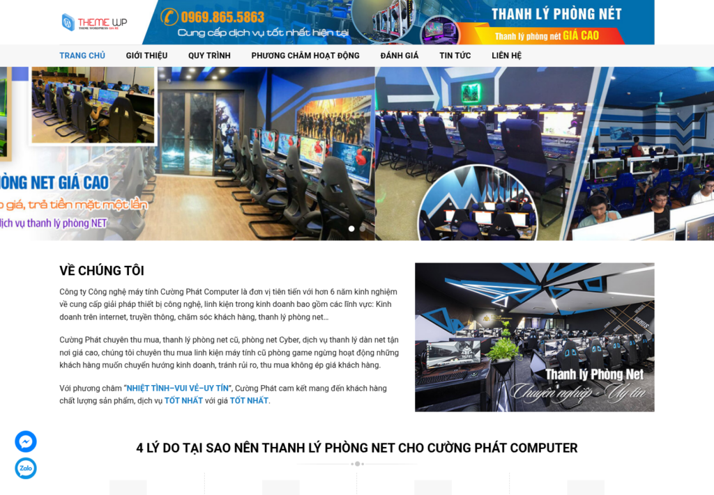 Mẫu website thanh lý phòng net