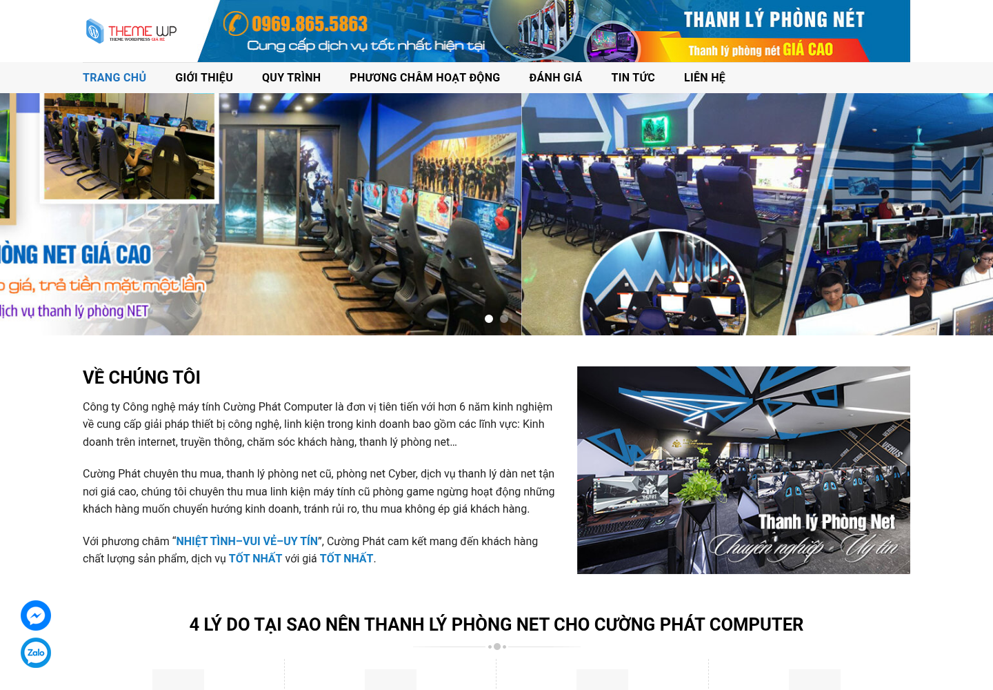 Mẫu website thanh lý phòng net