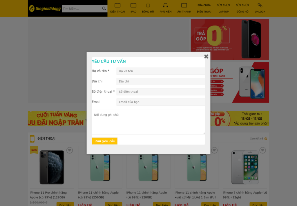 Mẫu website bán hàng điện thoại và điện máy