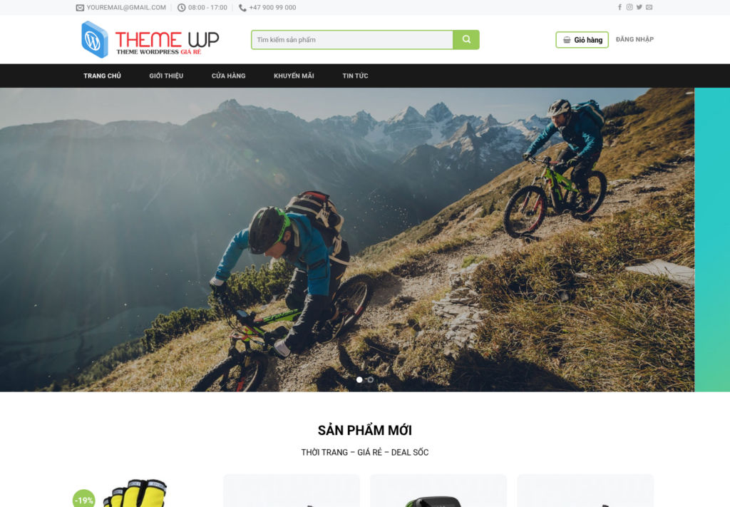 Mẫu website bán hàng thể thao