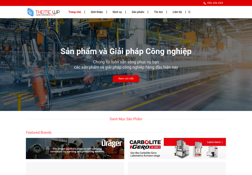 Mẫu website thiết bị công nghiệp