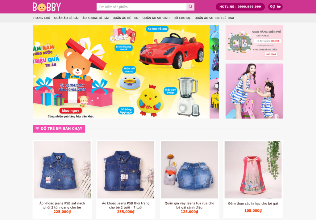 Mẫu website thời trang trẻ em Bobby