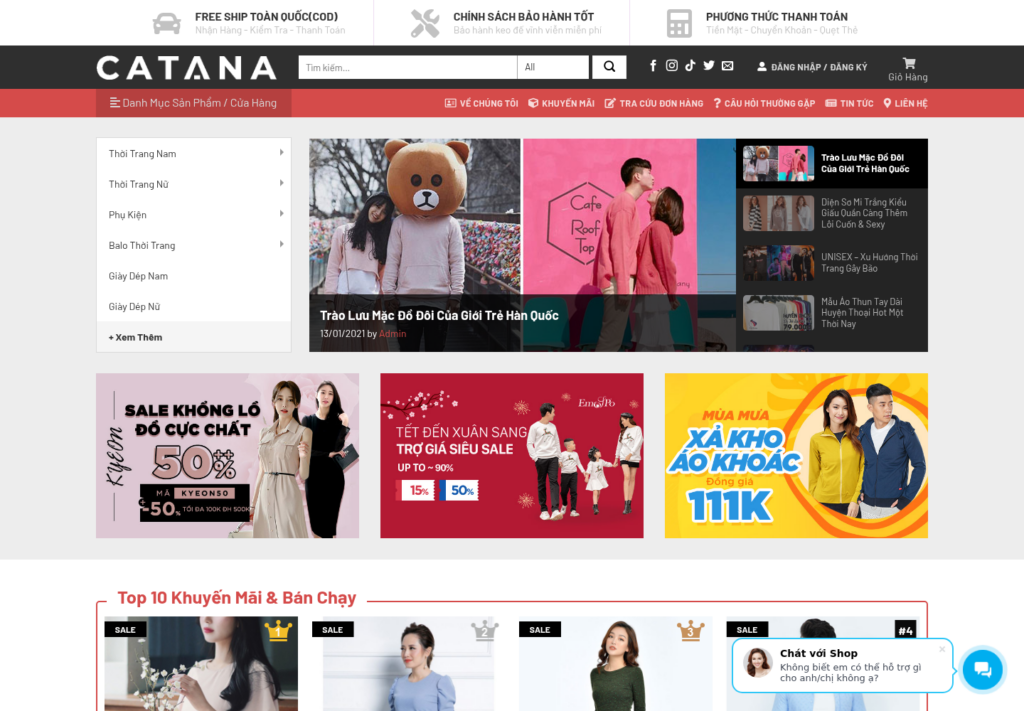 Mẫu website thời trang Catana
