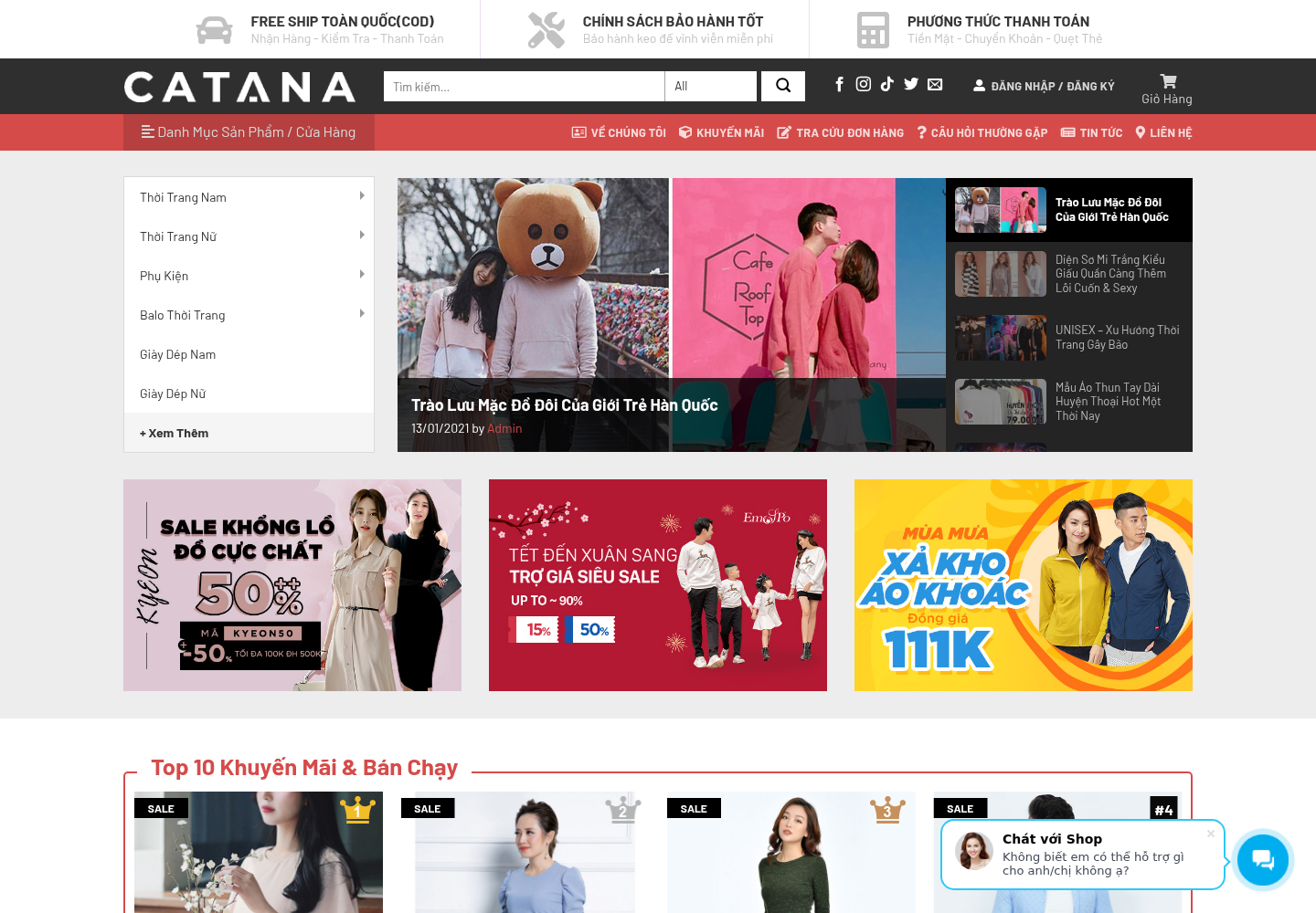Mẫu website thời trang Catana