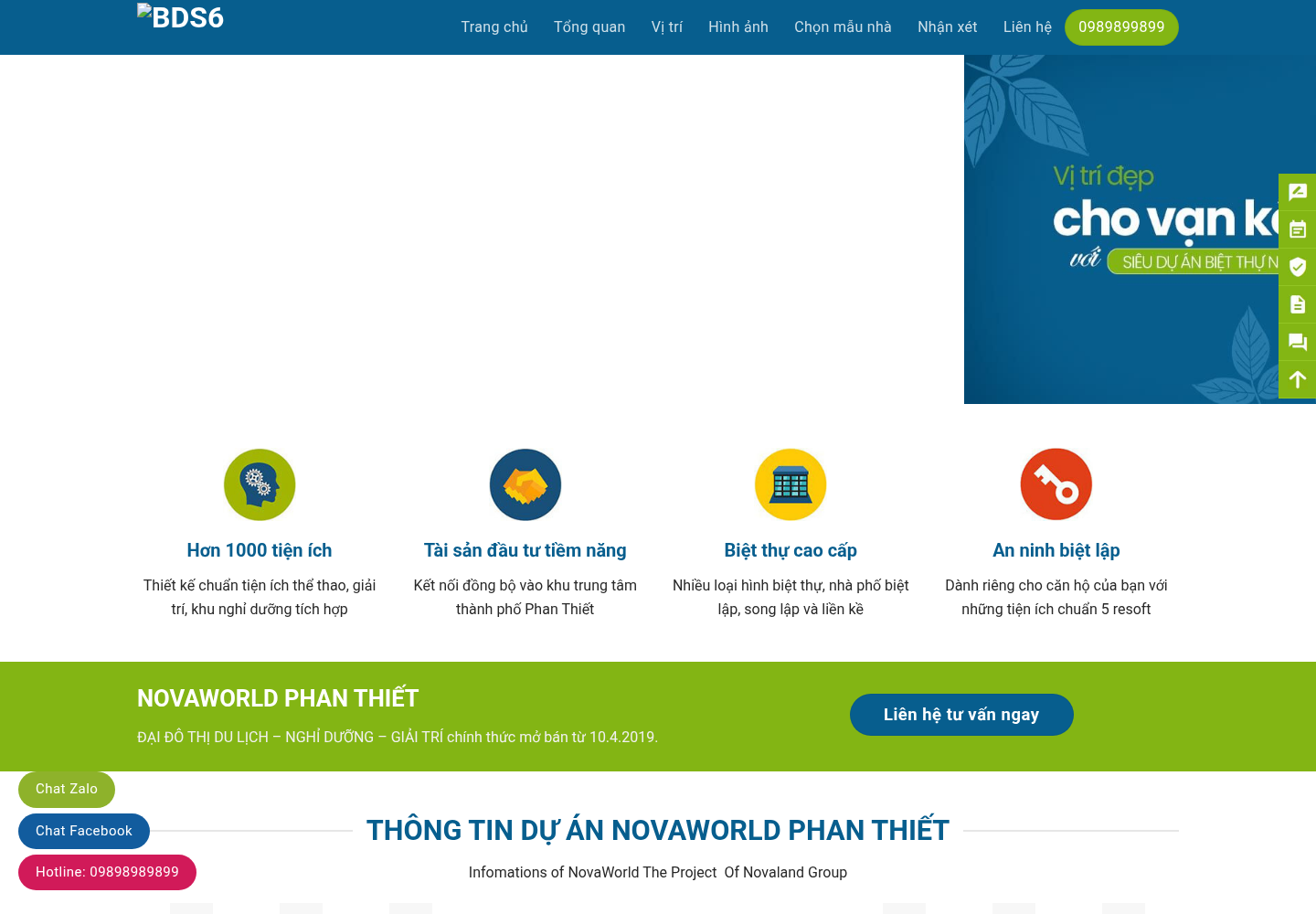 Mẫu website bất động sản Novaworld Phan Thiết