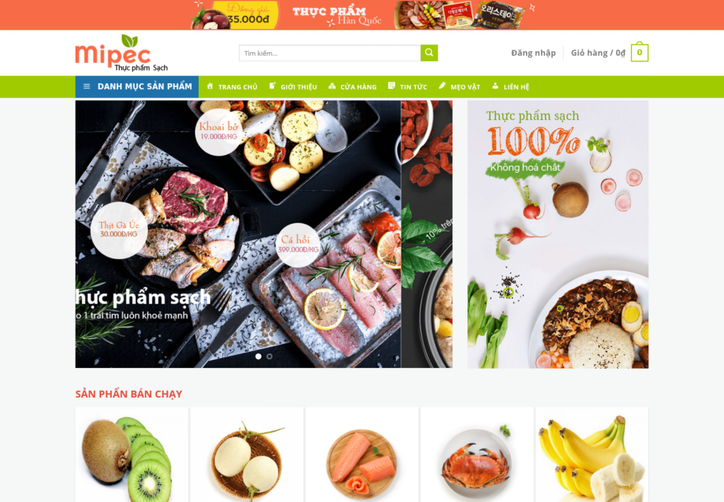 Mẫu website thực phẩm sạch Mipec