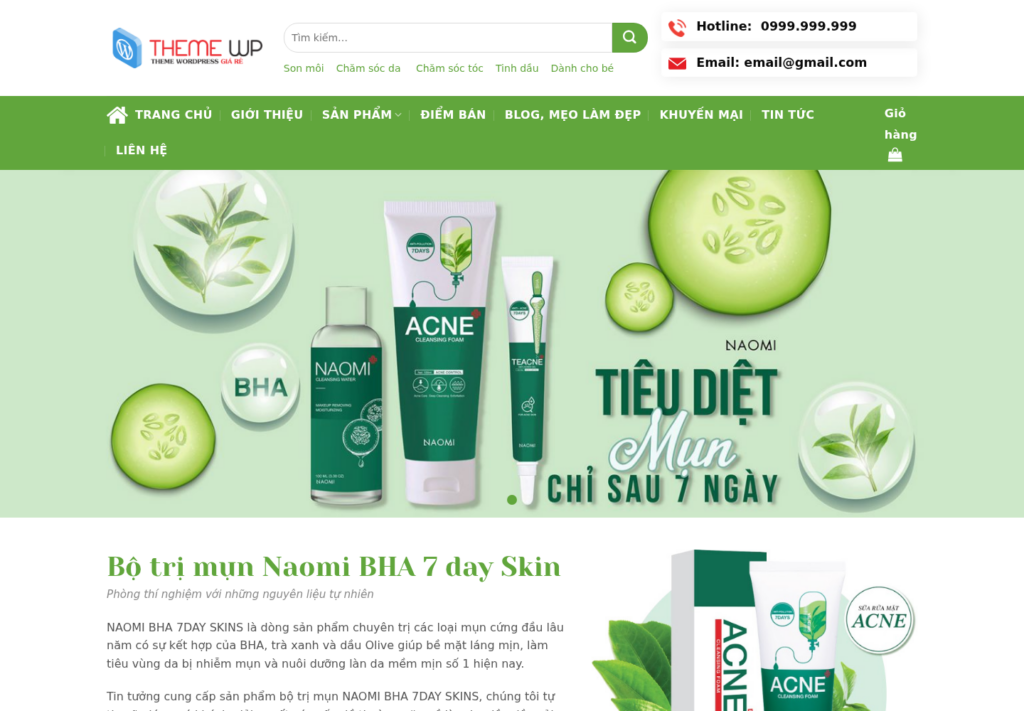 Mẫu website bán mỹ phẩm và chăm sóc da