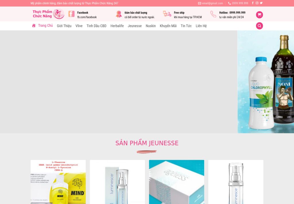 Mẫu website thực phẩm chức năng