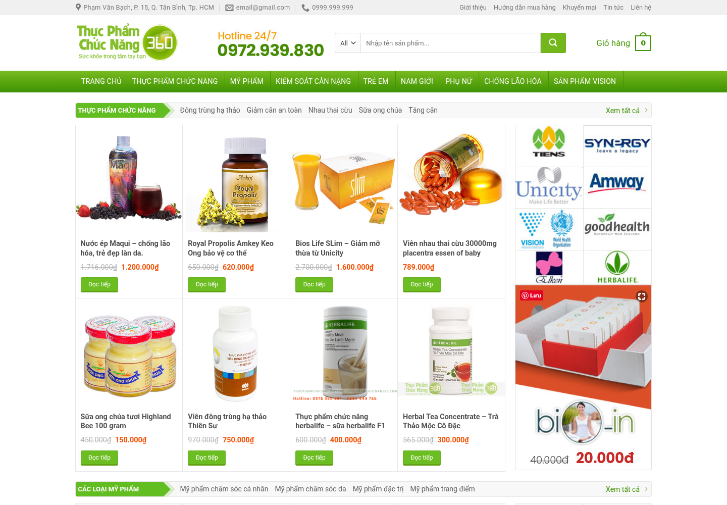 Mẫu website thực phẩm chức năng 360
