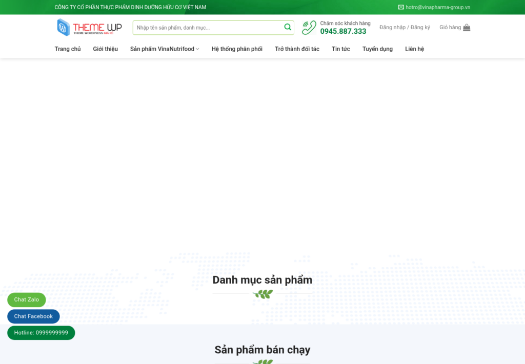 Mẫu website thực phẩm VinaNutrifood