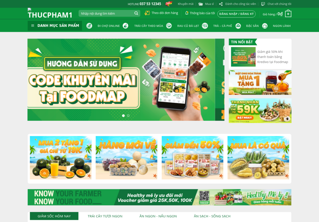 Mẫu website bán hàng thực phẩm Foodmap