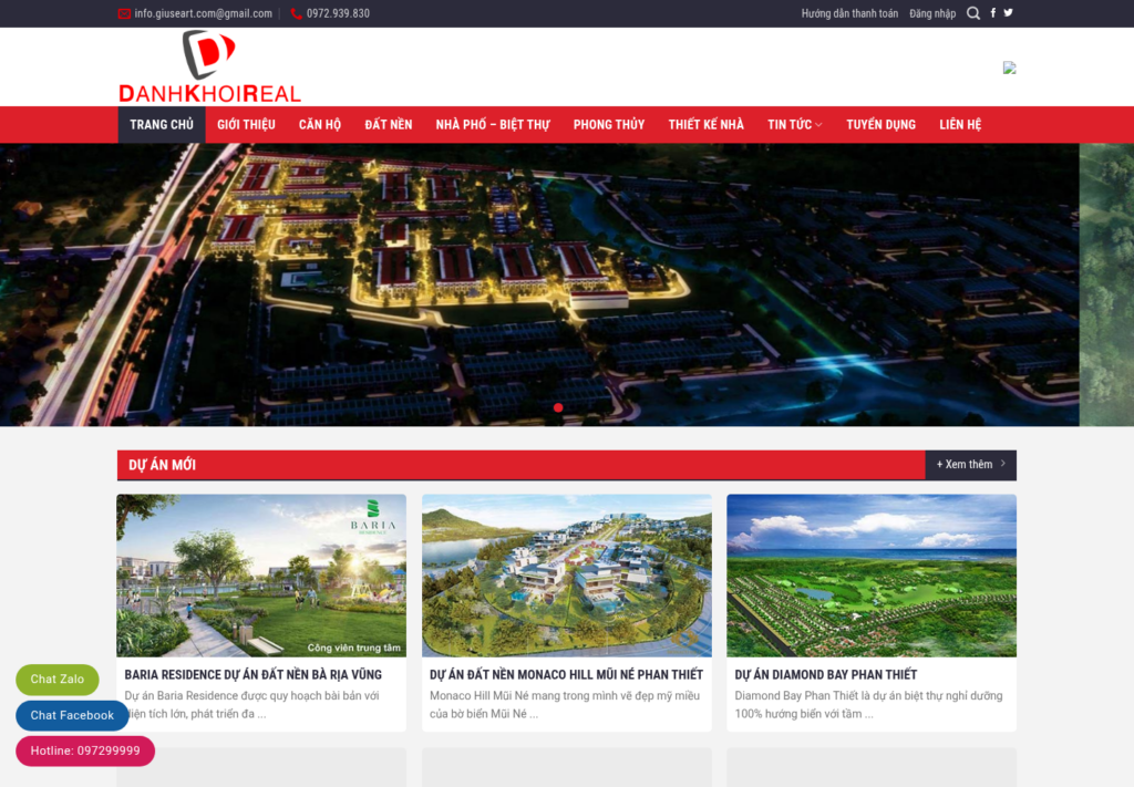 Mẫu website bất động sản Danh Khôi Real
